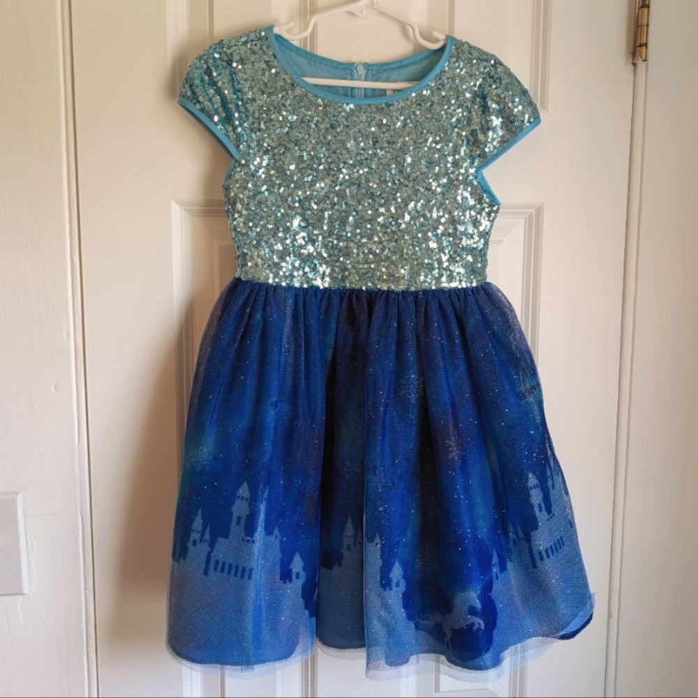 Blush By US Angels Girls Size 5 Blue Castle Sequin Dress